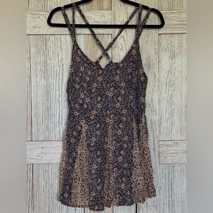 Torrid Black and Cream Floral Multistrap Camisole sz 2
